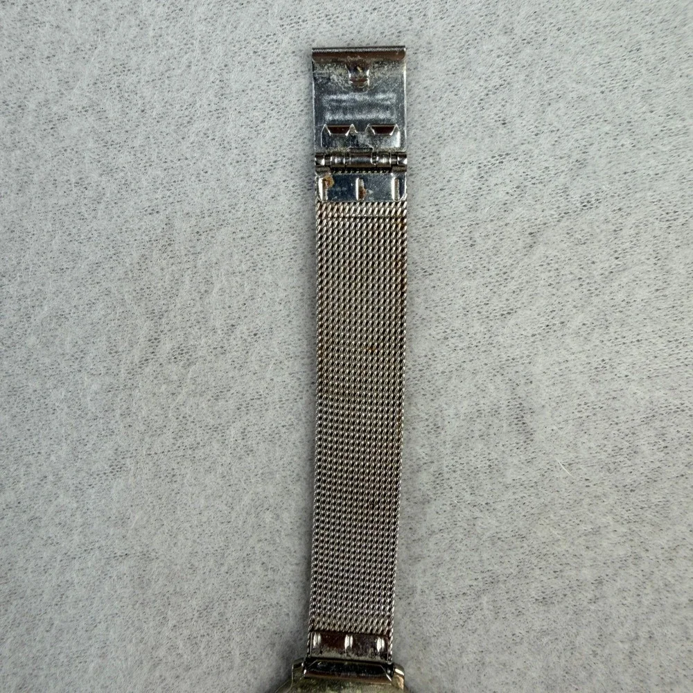 Skagen Denmark 355SSB Womens Watch Silver Mesh Band Black Dial Two Tone Gold